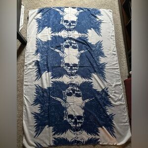 Massive Blue Skull Print Scarf/Tapestry